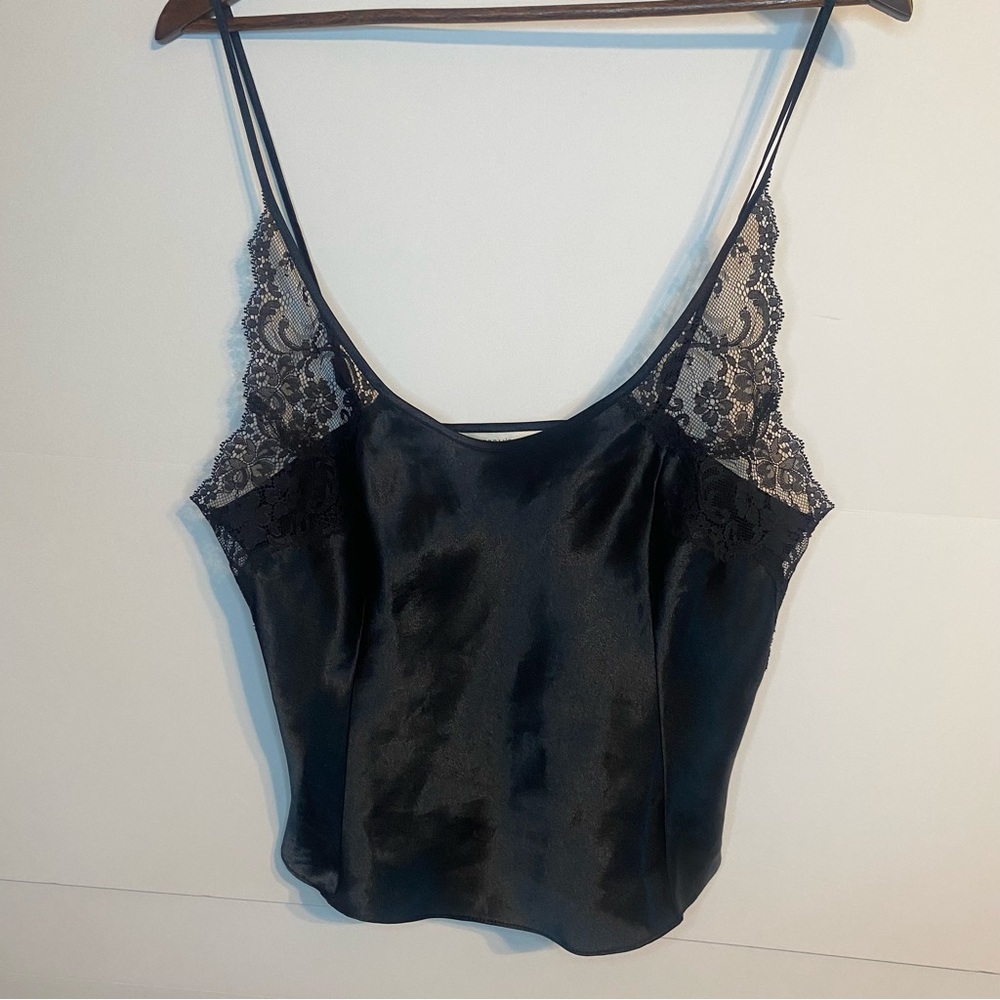 Victoria’s Secret Black Lace Trim Sexy Cami Tank Top Adjustable Straps